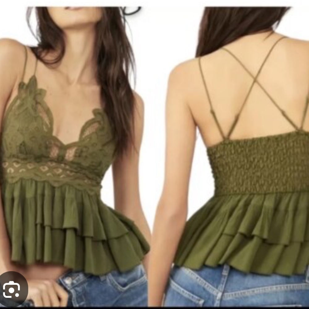 NWT Free People Intimately Adella Olive Lace Camisole S